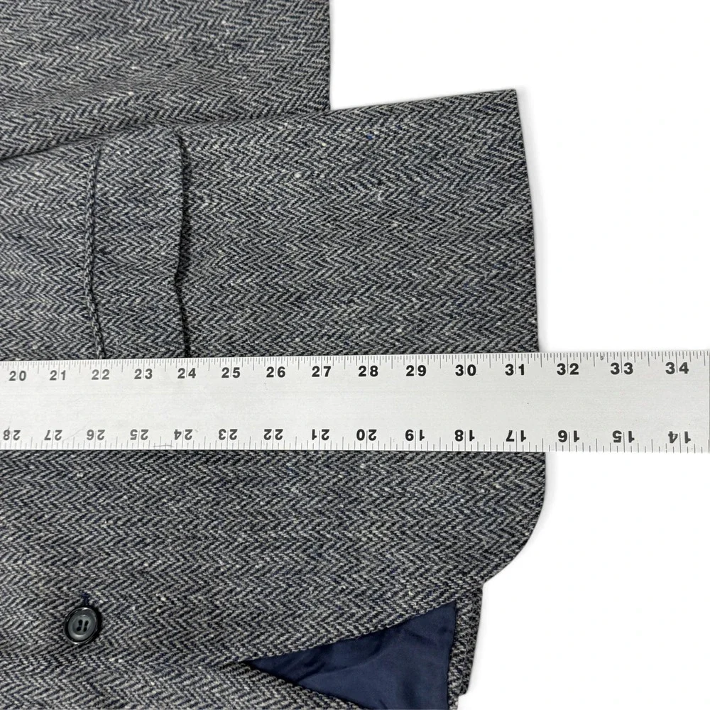 Ermenegildo Zegna Herringbone Virgin Wool Blazer Menns 46R Sport Coat Blue Grey